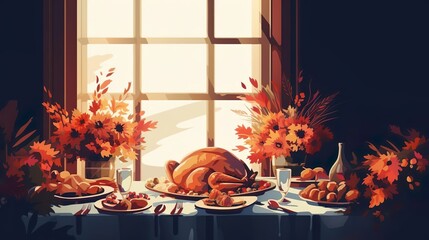 Thanksgiving Day illustration with thanksgiving day