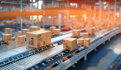 Carton boxes for delivery in automated warehouse image generative ai