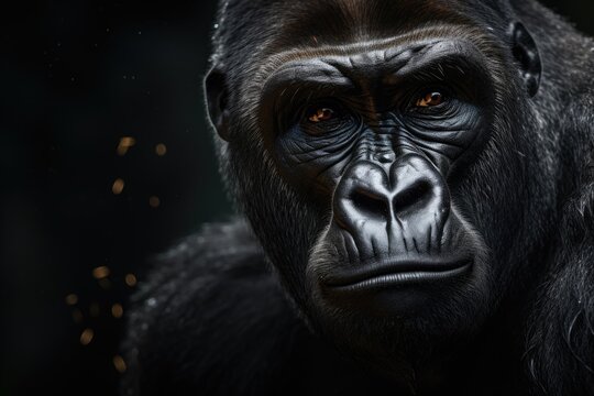 Large portrait of a gorilla's face
