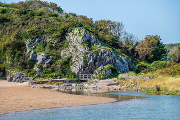 A view inland from the beach at Broad Haven in Wales in Summertime