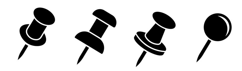 Set of Paperclip symbol.Pushpin for paper notice.Collection of Push pin icon. Vector