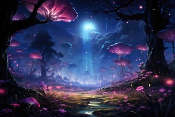 Fototapeta na wymiar Visual Novel Landscape: Magical Astral Energy Field