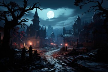 Haunted Graveyard under Moonlight