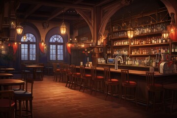 Fototapeta na wymiar Visual Novel Background : Cozy Tavern