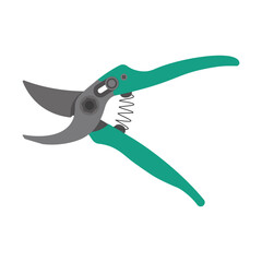 Secateurs flat icon. Gardening scissors. Gardening secateurs for cutting branches. Vector illustration flat design. Isolated on white background.