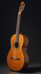 Fototapeta premium une guitare acoustique sur fond noir, généré par IA