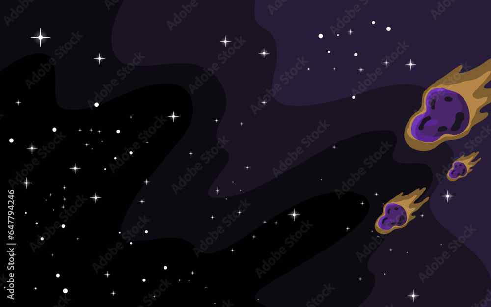 Poster vector space background . cute flat style template with stars in outer space
