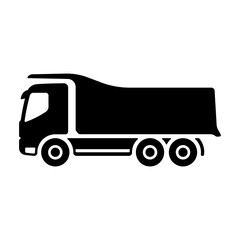 Dump truck icon. Black silhouette. Side view. Vector simple flat graphic illustration. Isolated object on a white background. Isolate.