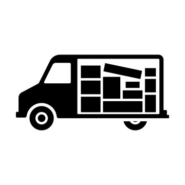 recommend clip art: Van icon. Delivery truck. Black silhouette. Side view. Vector simple flat graphic illustration. Isolated object on a white background. Isolate.