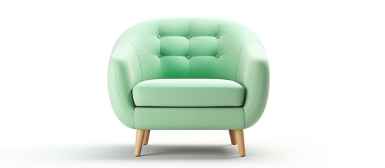 Pastel colored modern green chair isolated on white background