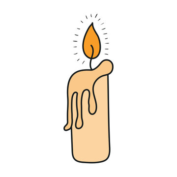 recommend clip art: Burning candle hand drawn Halloween illustration. Cartoon style line art design, isolated vector. Kid seasonal print, autumn holiday, costume party element, decoration