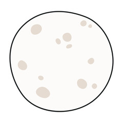 Moon hand drawn cartoon illustration. Cartoon style line art design, isolated vector. Kids print element, astronomy, astrology, celestial body, Solar system, space travel, cosmos, science fiction