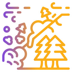  Avalanche, Disaster, Landslide, Snowslide, snow, tree Icon, gradien style icon vector illustration, Suitable for website, mobile app, print, presentation, infographic and any other project.