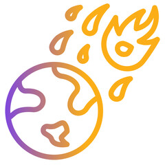  Asteroid, Comet, Disaster, Earth, Meteor, Meteorite, Space Icon, gradien style icon vector illustration, Suitable for website, mobile app, print, presentation, infographic and any other project.