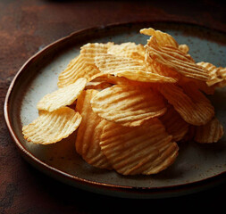potato chips on a ceramic plate