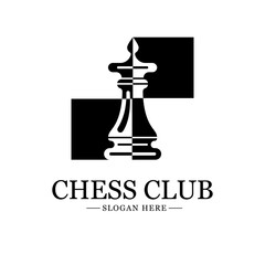 Chess logo. Minimal vector logo design. Isolated on a white background. Vector illustration flat design.