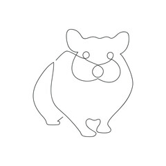 Hamster drawn in one continuous line. One line drawing, minimalism. Vector illustration.