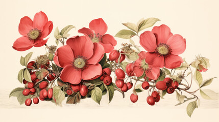 Botanical Elegance Revived: A Vintage Masterpiece of Detailed Botanical Illustration, Resonating with Timeless Natural Beauty