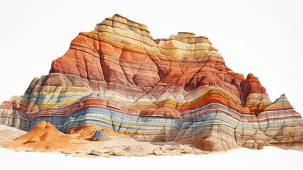 a colorful and layered rock formation in a desert landscape, highlighting the geological history recorded in the rock layers