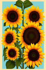 close up sunflower illustration