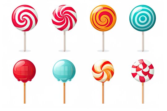 Lollipops, candy isolated on white background. Generative Ai