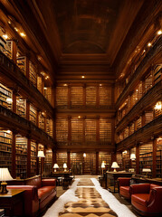 Comfy interior librarys cozy design. - 647799825