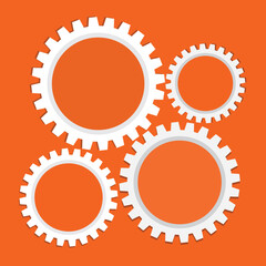 business orange background with cogwheels. Vector illustration