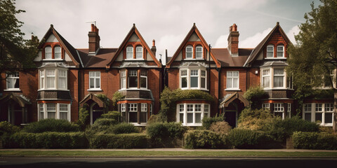 Fototapeta na wymiar A row of houses on a street in suburban England