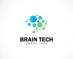 brain tech logo creative connect smart idea science molecule network innovation