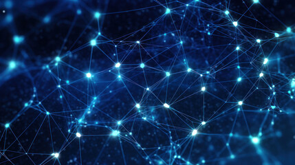 Futuristic blue abstract background with digital network grid and particles, ideal for technology and innovation concepts