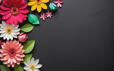Blank Paper Color For Text With Flower Surrounding and black background
