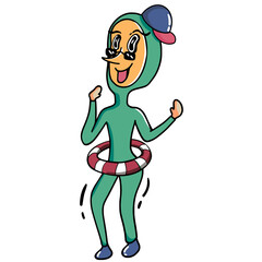 cartoon mascot and music festival on the beach