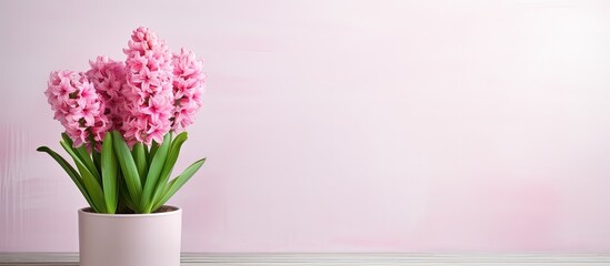 Pink hyacinth flower in beautiful indoor potted plant