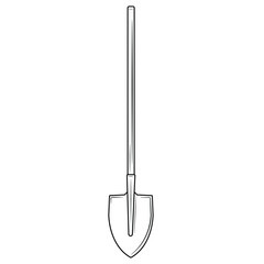vector object in outline style, shovel on white background