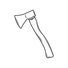 garden tools hand axe in outline style on white background