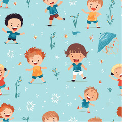 Fototapeta premium seamless pattern with children Playing