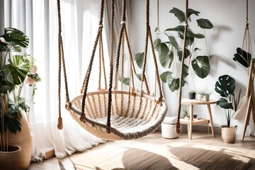 design of room with flowers and a hammock