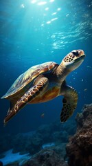 turtle background and copy space, generative ai