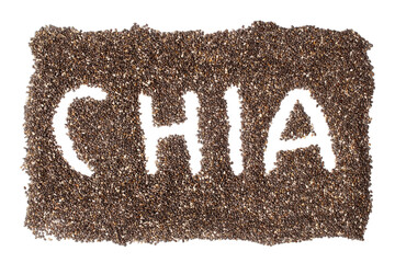 Inscription "chia" made from chia seeds