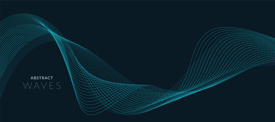 Abstract blue wave background with dotted vector lines.