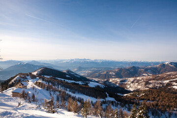 Fototapeta na wymiar View from the top of mount Panarotta, Italy