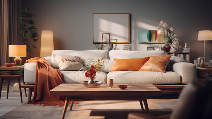 modern living room, sofa, pillows, decor, wonderful interior design