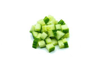 Cucumber cube slice isolated on white background