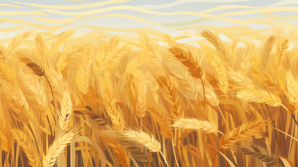 Golden Waves of Wheat Fields: A Flat Textured Landscape Depicting Vast and Serene Agricultural Beauty