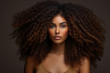 Beauty woman curly person cute black american young afro hair attractive female african