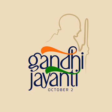 Gandhi Jayanti is an event celebrated in India to mark the birth anniversary of Mahatma Gandhi, English typography