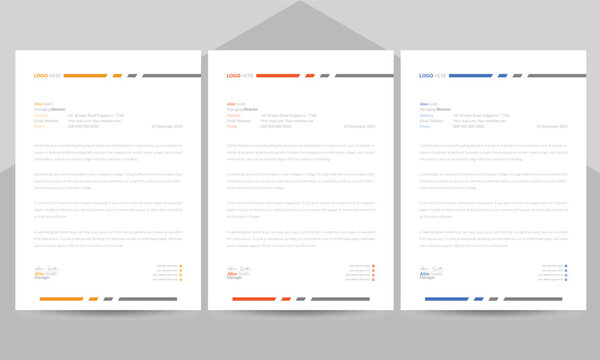 Creative Corporate Letterhead & Clean business style letterhead, Company letterhead vector template