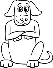 cartoon sitting dog animal character coloring page