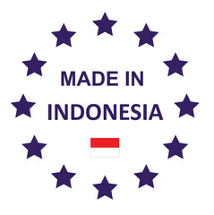 The sign is made in Indonesia. Framed with stars with the flag of the country.
