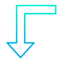 Outline gradient Turn left down arrow icon